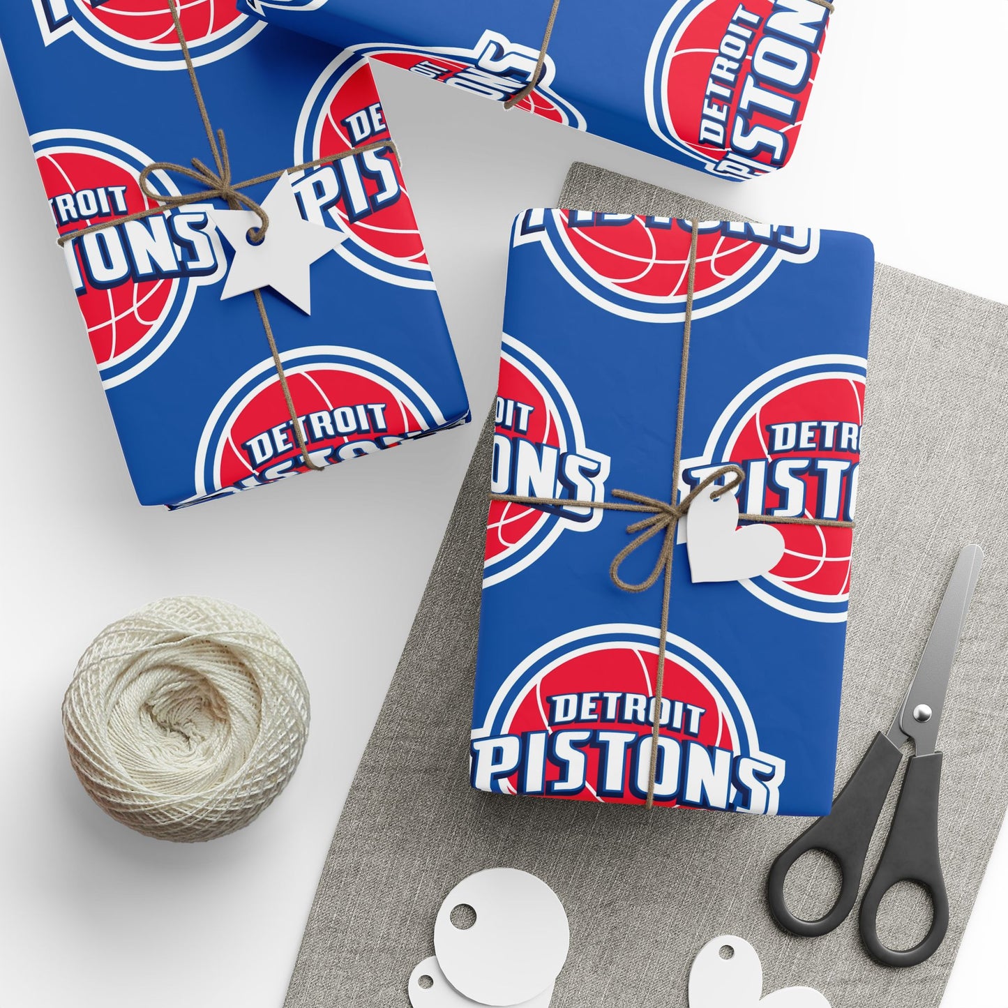 Detroit Pistons NBA Holiday Gift Wrapping Paper
