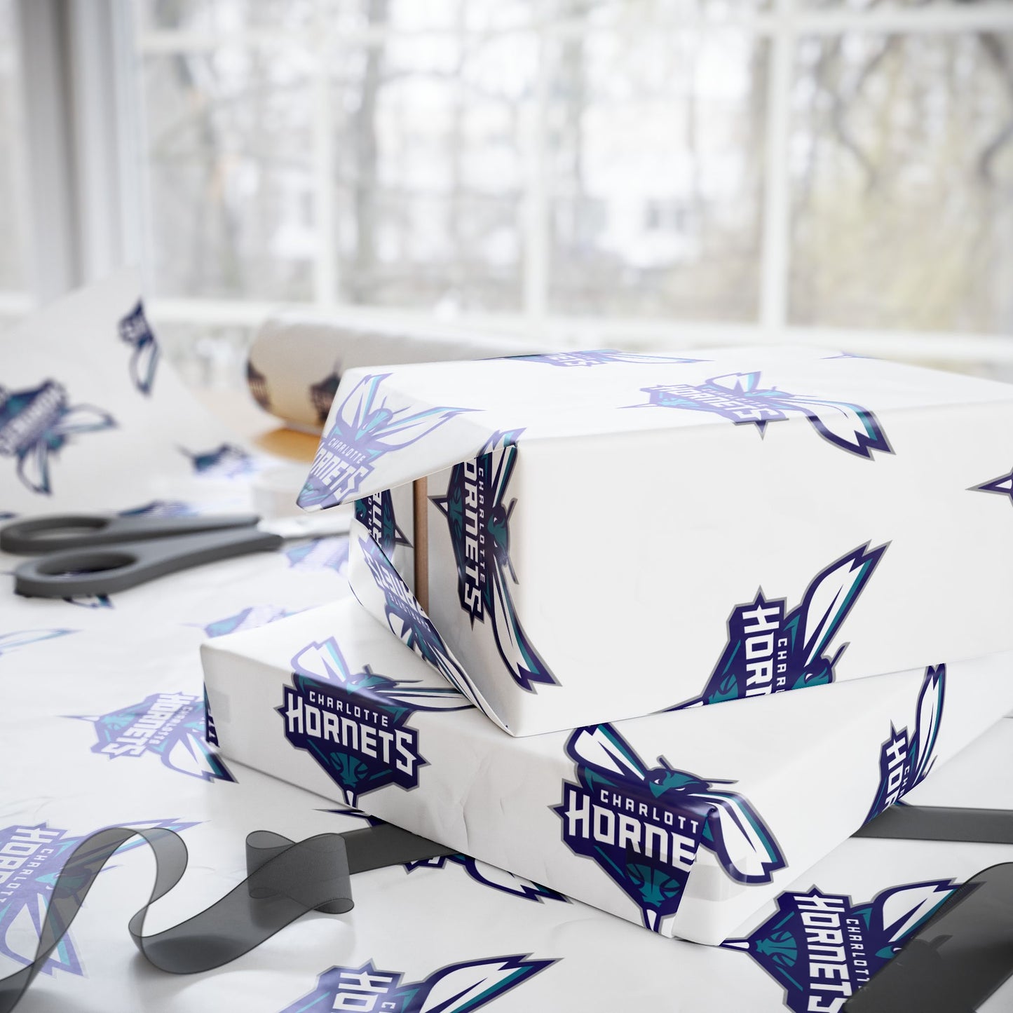 Charlotte Hornets NBA Holiday Gift Wrapping Paper