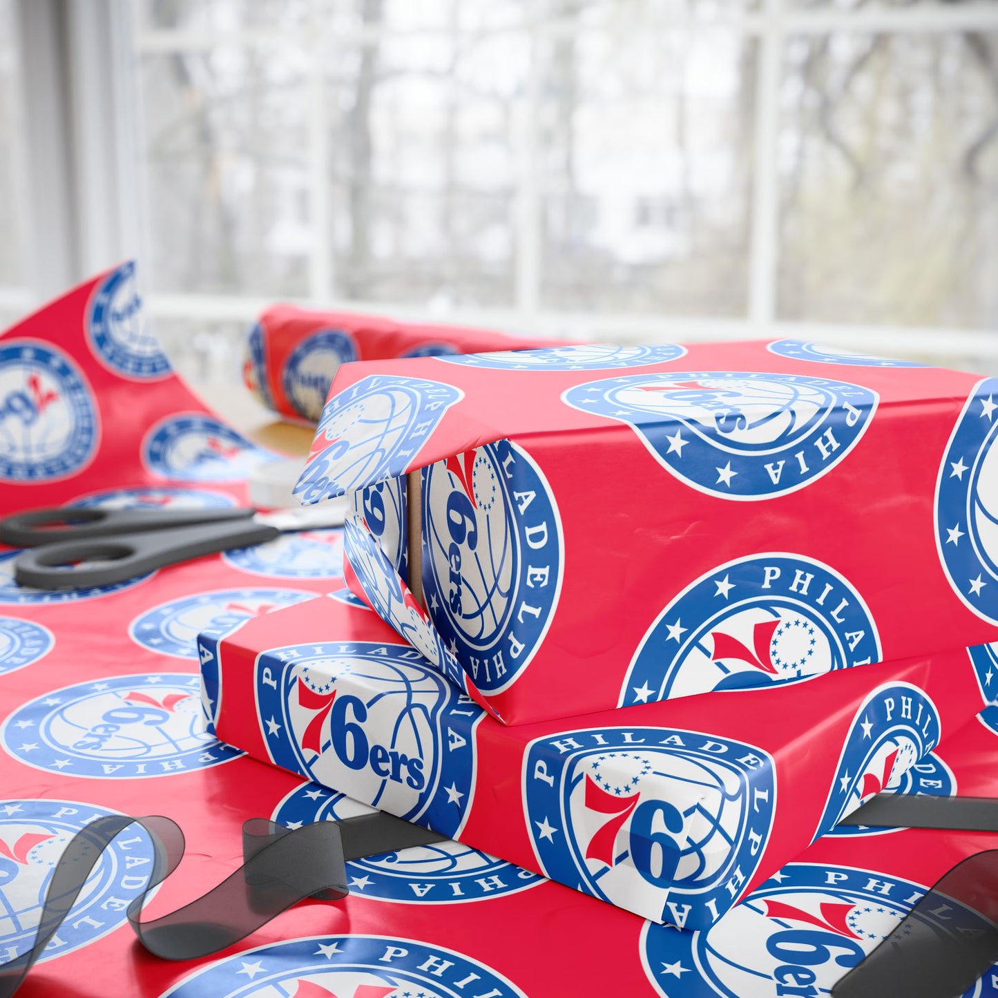 Philadelphia 76ers NBA Holiday Gift Wrapping Paper
