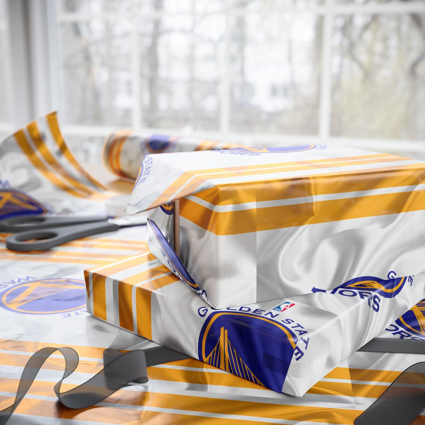 Golden State Warriors NBA Holiday Gift Wrapping Paper