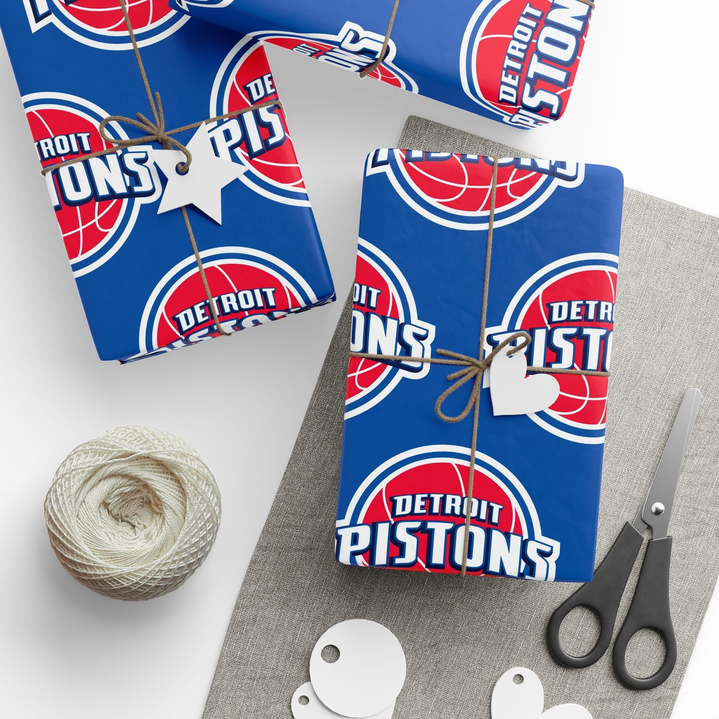 Detroit Pistons NBA Holiday Gift Wrapping Paper