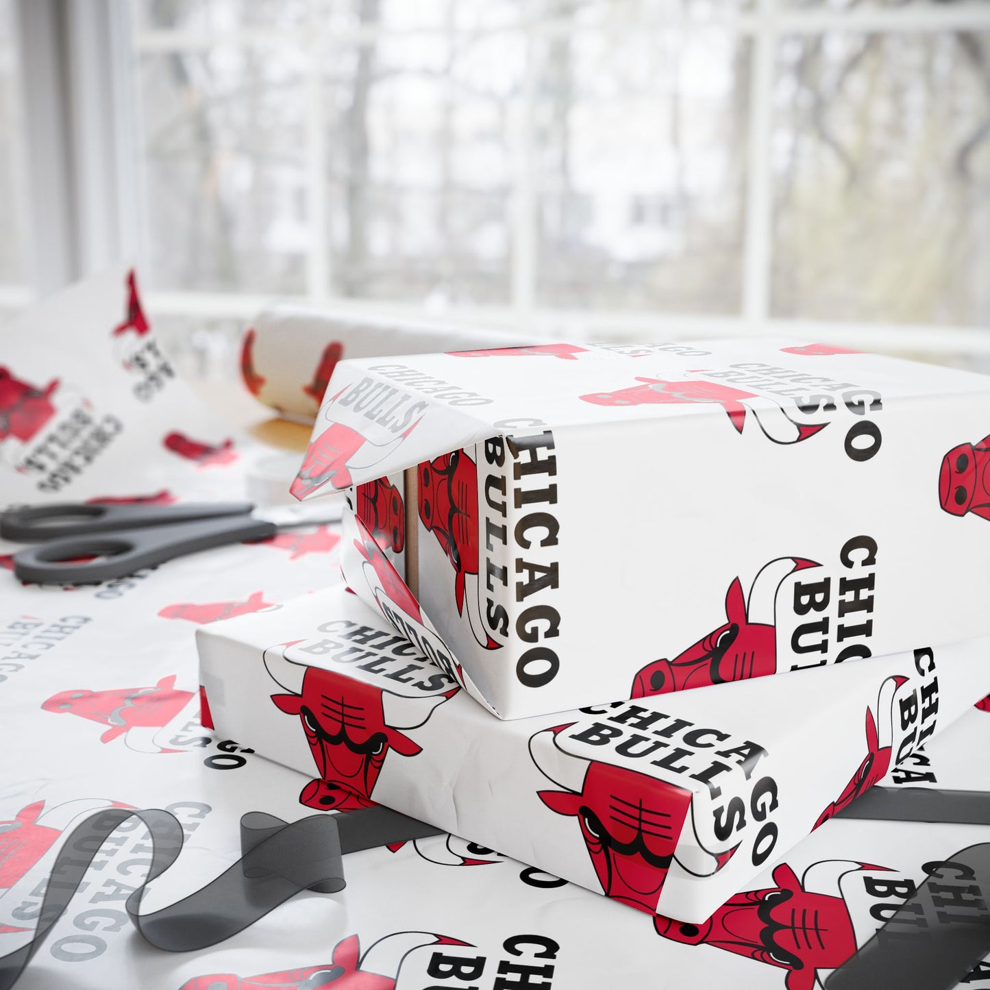 Chicago Bulls NBA Holiday Gift Wrapping Paper