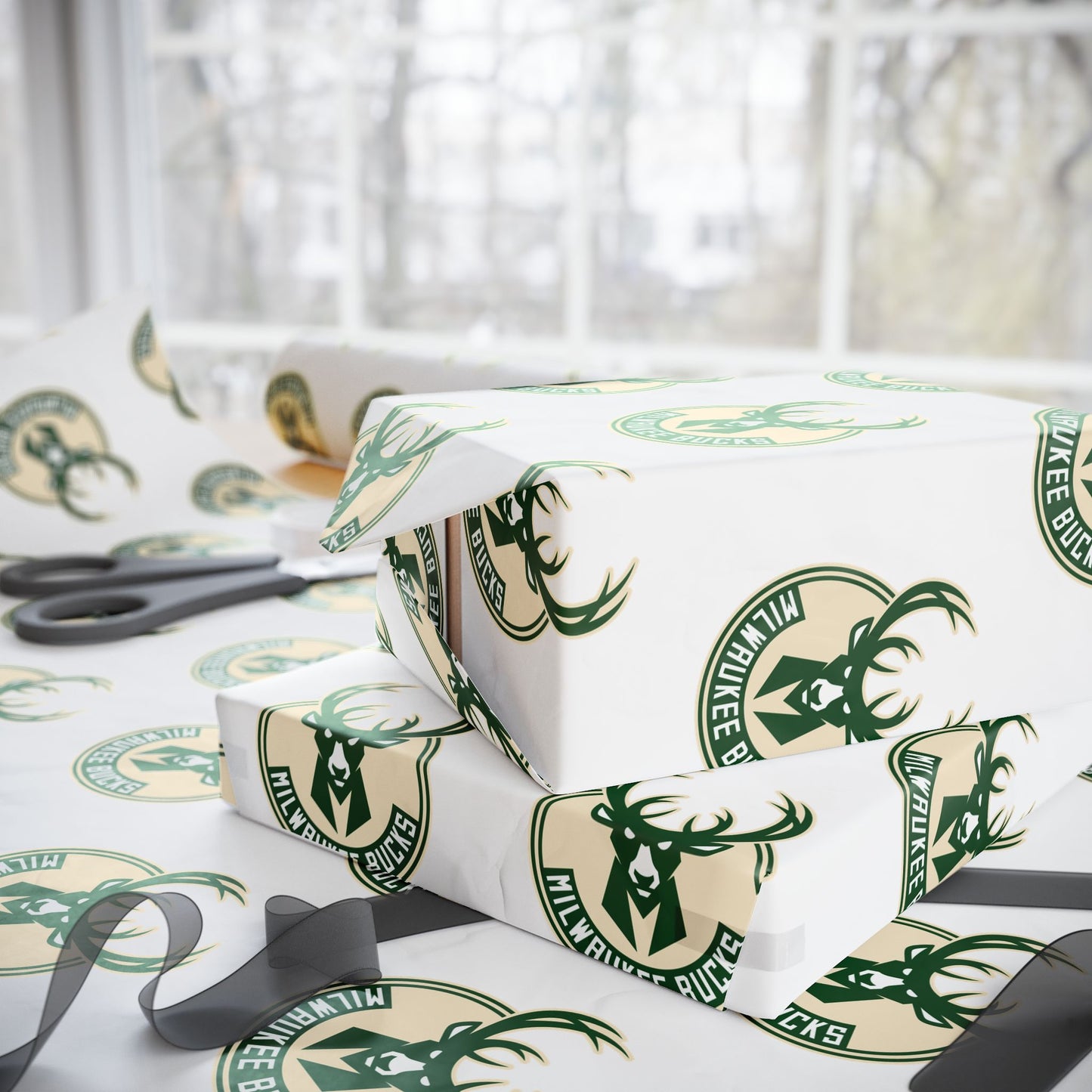 Milwaukee Bucks NBA Holiday Gift Wrapping Paper