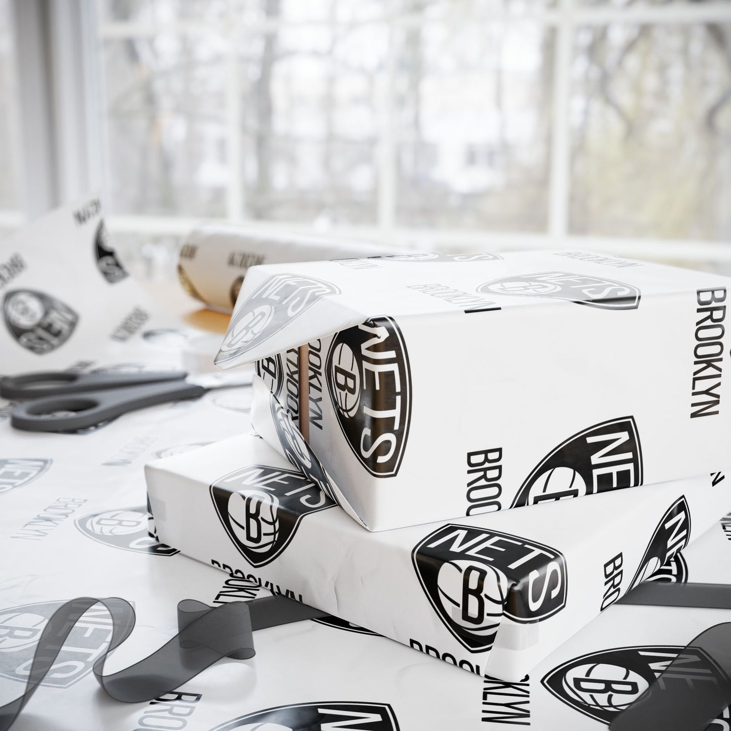 Brooklyn Nets NBA Holiday Gift Wrapping Paper