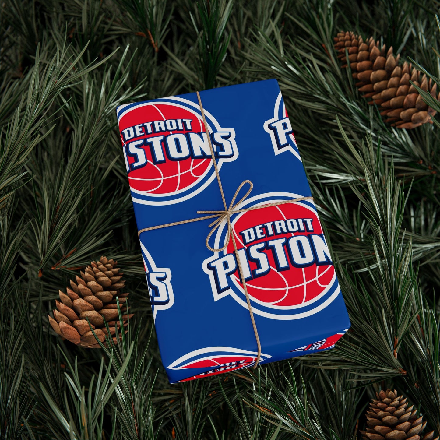 Detroit Pistons NBA Holiday Gift Wrapping Paper