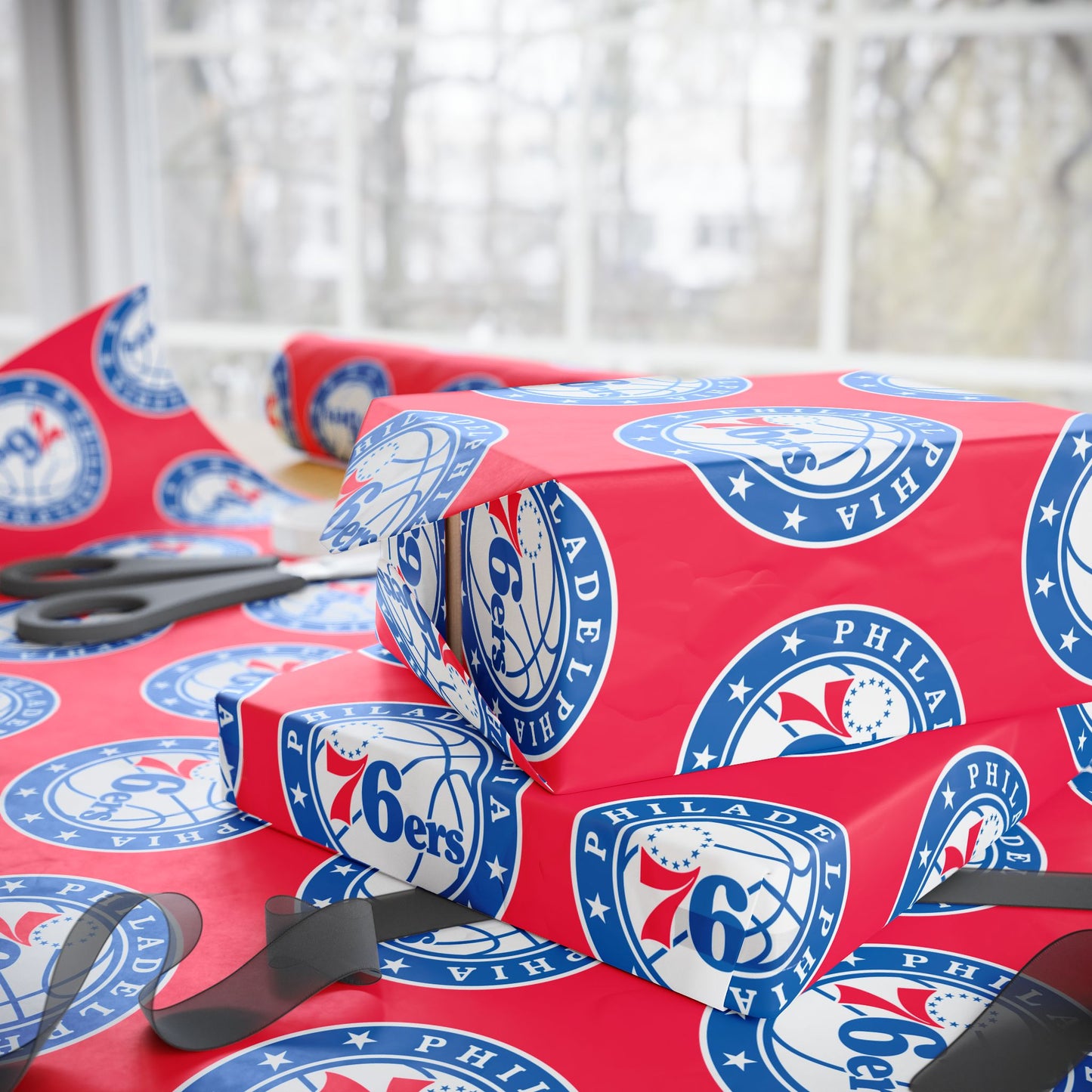 Philadelphia 76ers NBA Holiday Gift Wrapping Paper