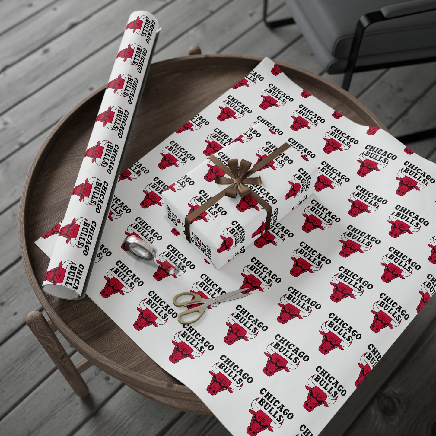 Chicago Bulls NBA Holiday Gift Wrapping Paper