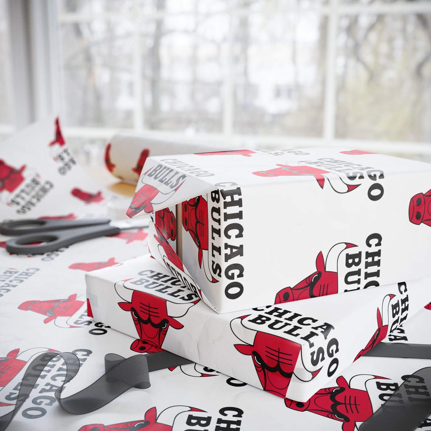 Chicago Bulls NBA Holiday Gift Wrapping Paper
