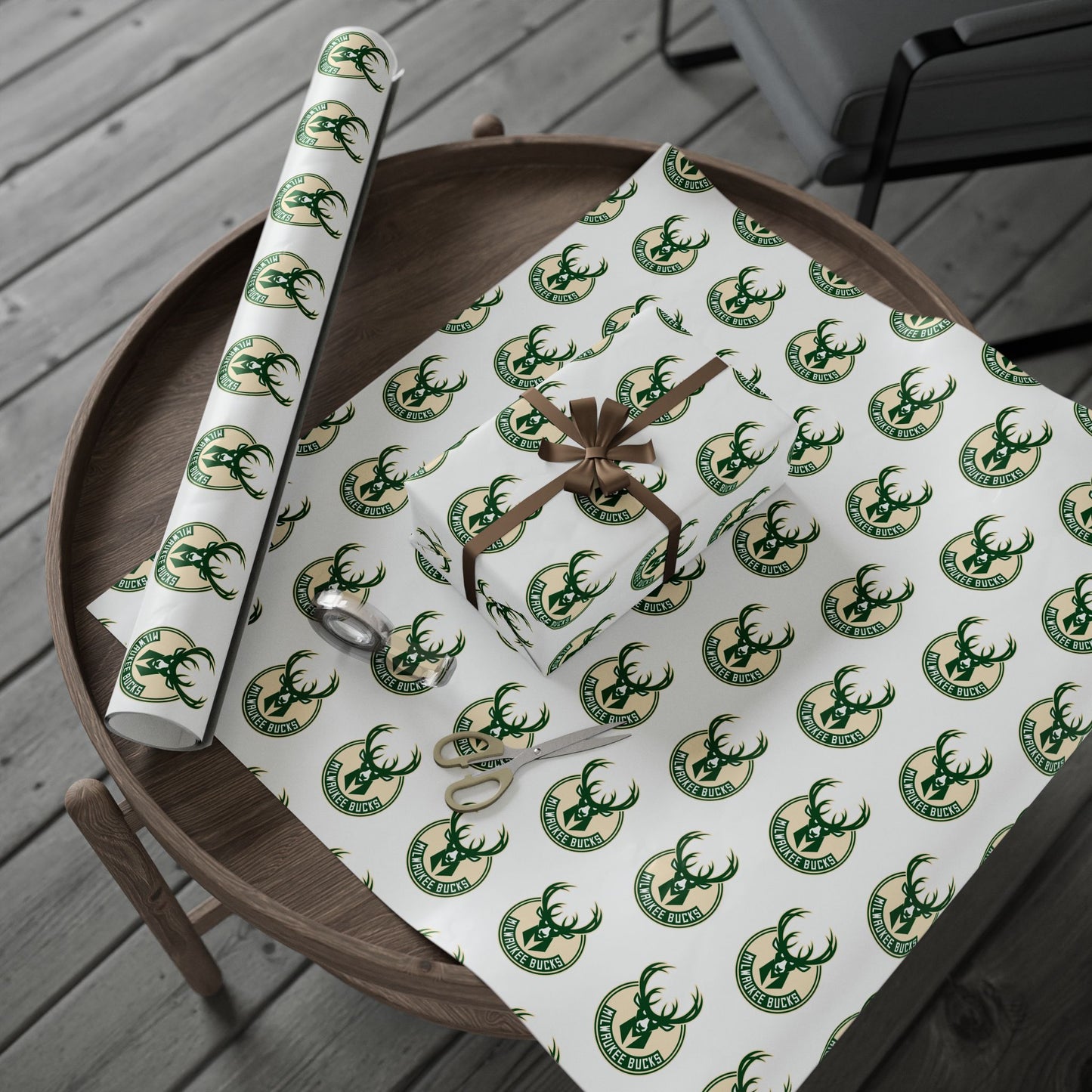Milwaukee Bucks NBA Holiday Gift Wrapping Paper