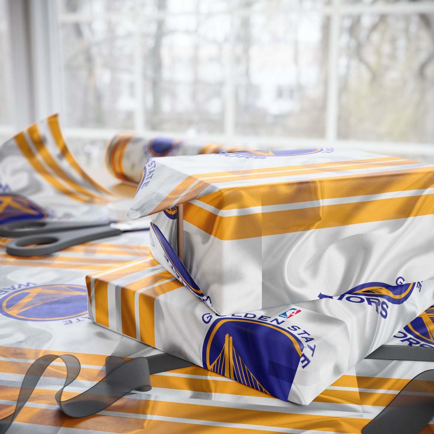 Golden State Warriors NBA Holiday Gift Wrapping Paper