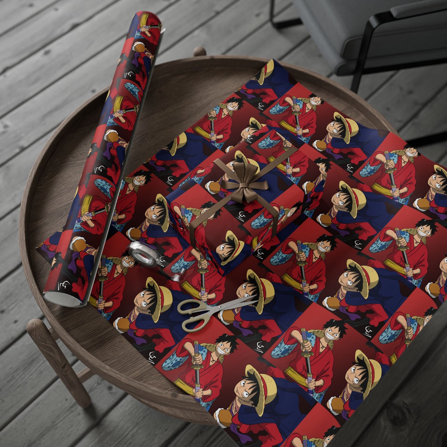 Monkey Luffy Red and Blue Gift Wrapping Papers