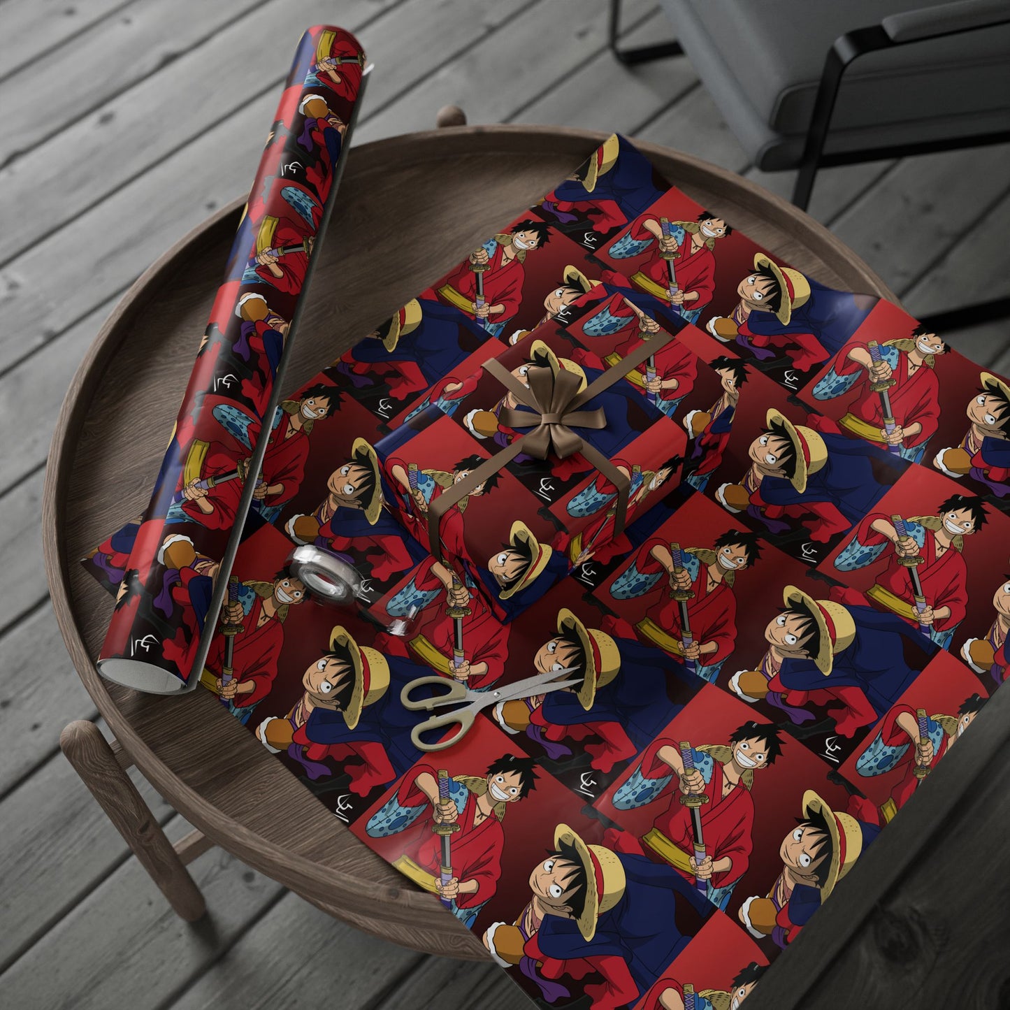 Monkey Luffy Red and Blue Gift Wrapping Papers