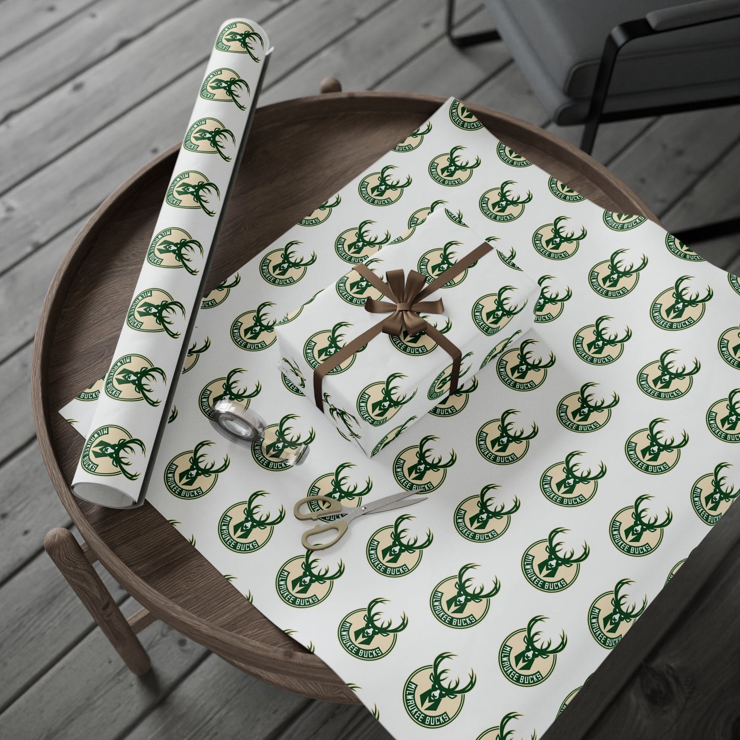 Milwaukee Bucks NBA Holiday Gift Wrapping Paper