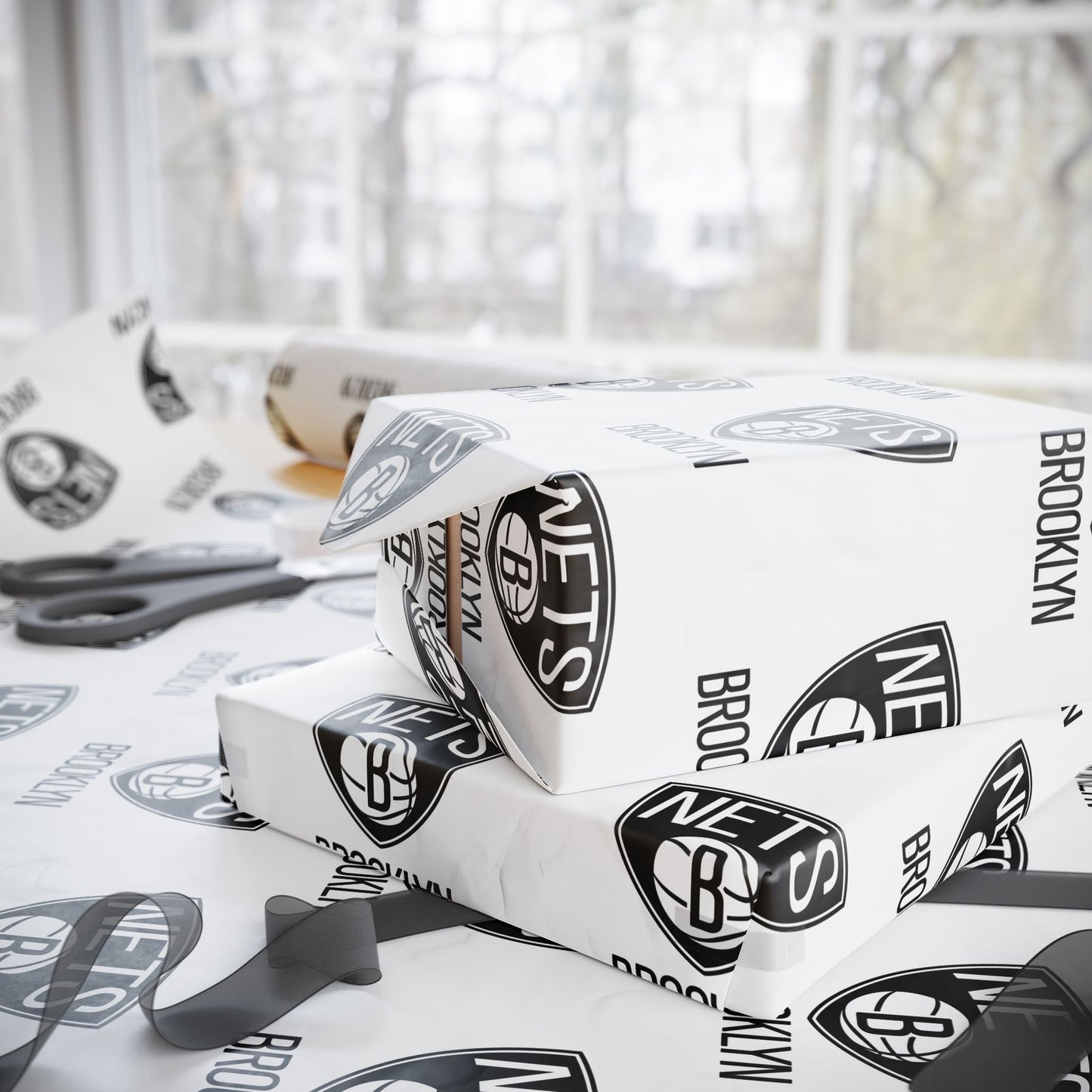 Brooklyn Nets NBA Holiday Gift Wrapping Paper