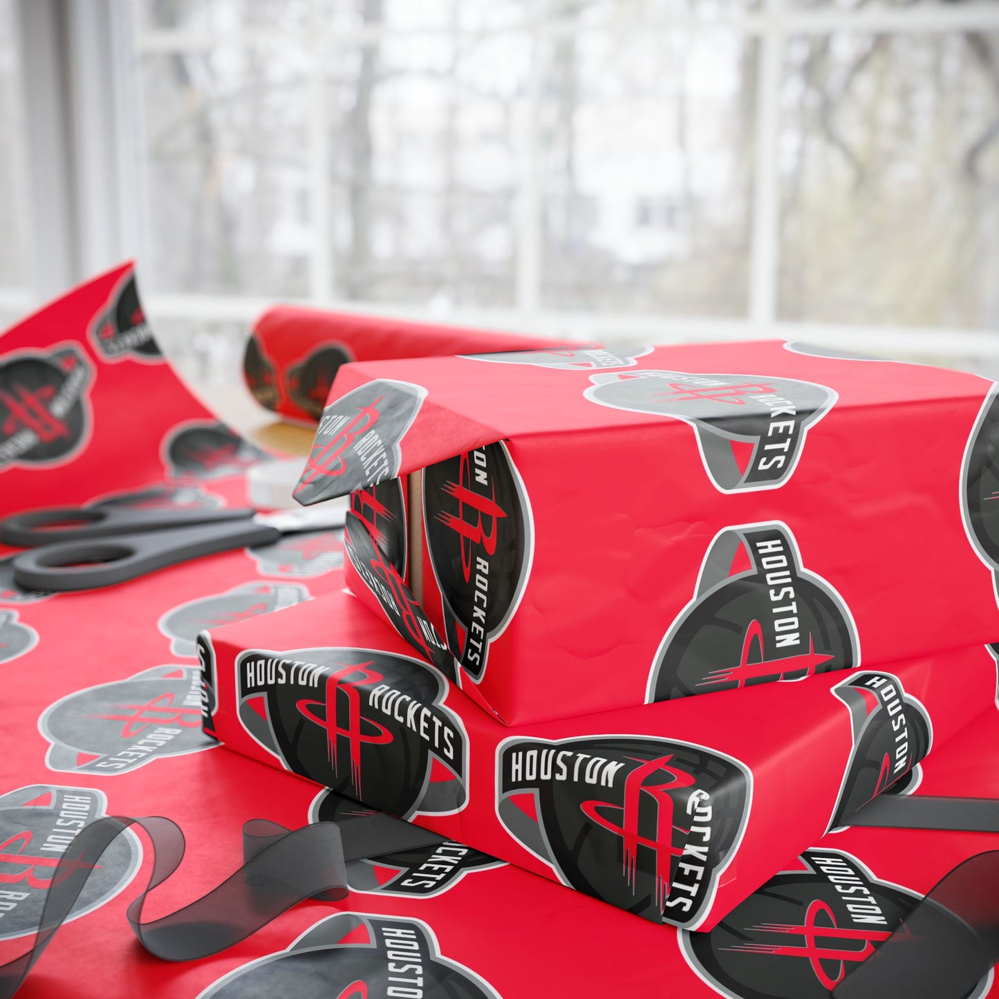 Houston Rockets NBA Holiday Gift Wrapping Paper