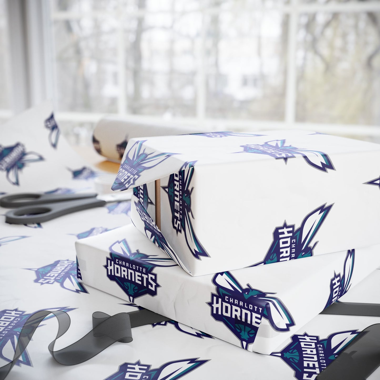 Charlotte Hornets NBA Holiday Gift Wrapping Paper