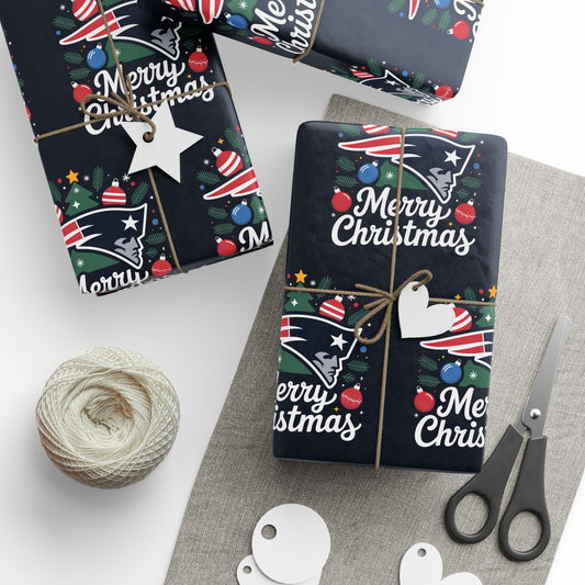 New England Football Merry Christmas Sports Gift Wrap