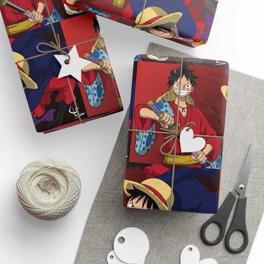 Monkey Luffy Red and Blue Gift Wrapping Papers